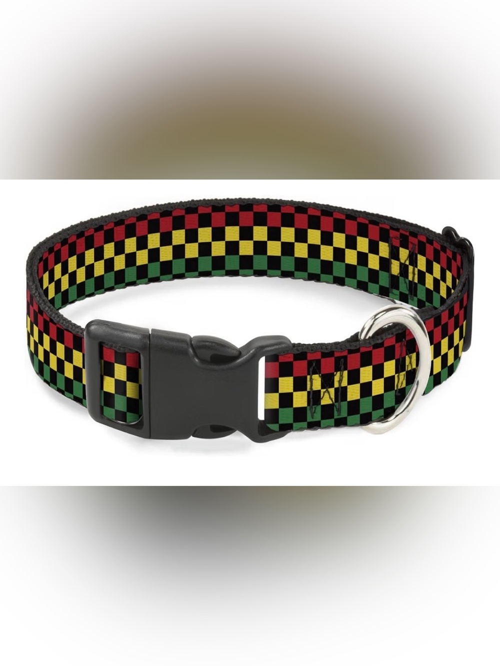 Buckle-Down Checker Rasta Dog Collar Size Small NEW